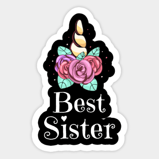 Best Sister Siblings Unicorn Family Floral Sticker